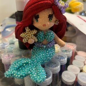 Handcrafted Mermaid Doll with Red Hair and Turquoise Tail